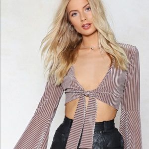 Nasty Gal Velvet Tie Top MINK